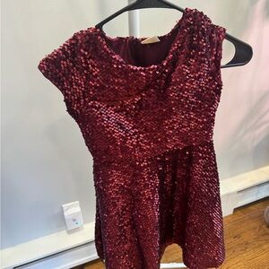Zara Burgundy Sequin Kids Dress